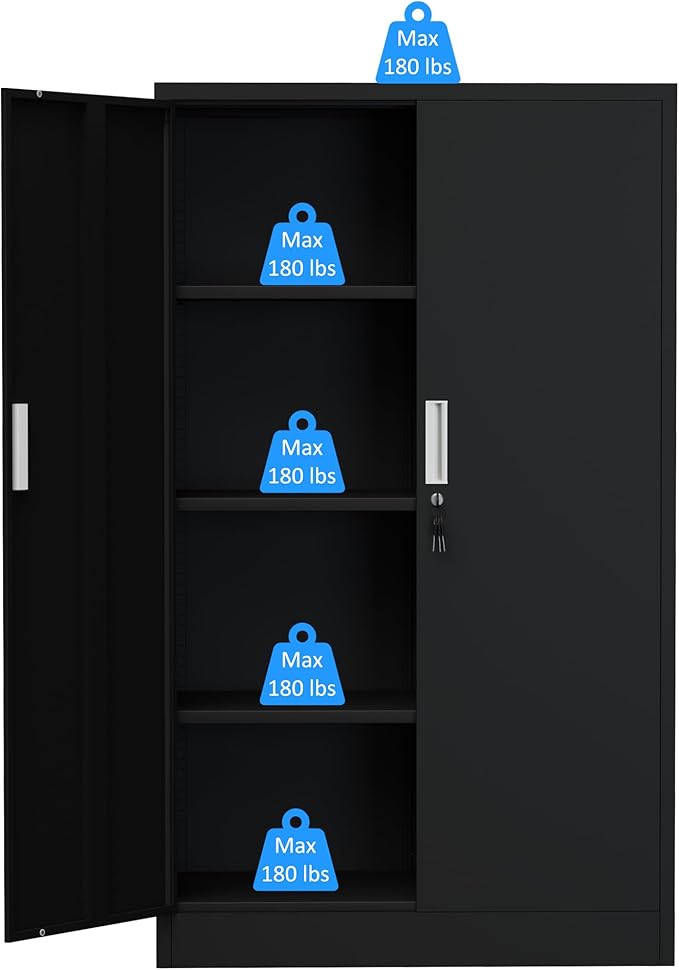 Metal Storage Cabinet with Locking Doors and Adjustable Shelves, 53.5-Inch Tall - Image 6