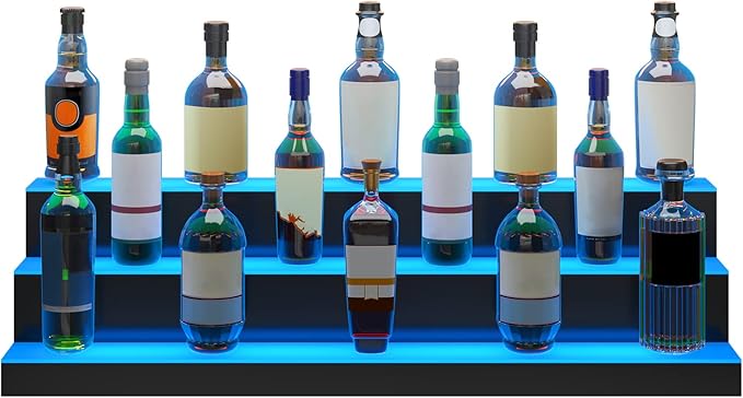 VEVOR LED Lighted Liquor Bottle Display, 3 Tiers 40 Inches, Supports USB - Image 10
