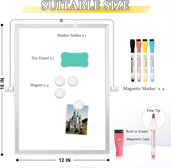 Dry Erase Magnetic White Board, Portable Small Whiteboard Set - Image 3