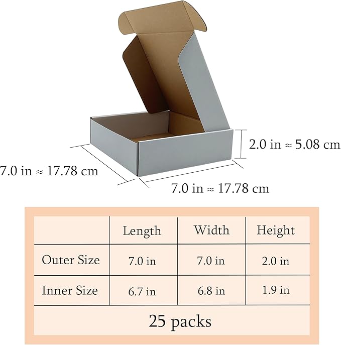 7 x7 x2 Inches Shipping Boxes Set of 25, E-Commerce Packaging Mailing Boxes - Image 7