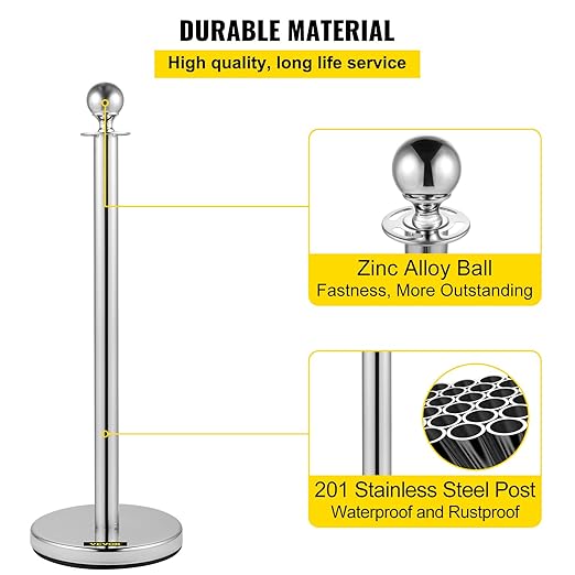 VEVOR Stanchion Post with Velvet Ropes, Stainless Steel Queue Barrier Line - Image 6