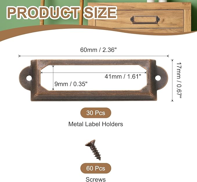 PATIKIL 60x17mm Metal Label Holders - Image 2
