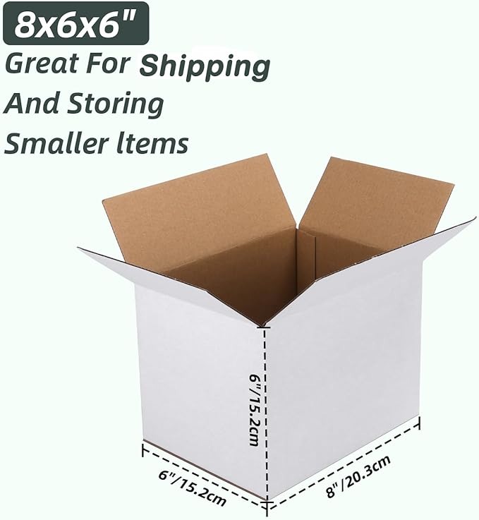 CRUGLA 8x6x6 White Shipping Boxes Set of 6 - Image 2