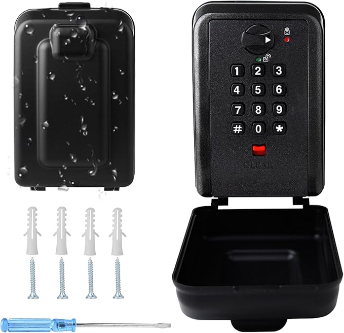 Key Lock Box, 12-Digit Code, Weatherproof Wall Mount, Large Capacity 5-8 Keys by Unknown
