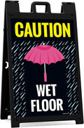 Caution Wet Floor Umbrella Sidewalk Sign Kit, 24x36 Inches, by SigoSigns