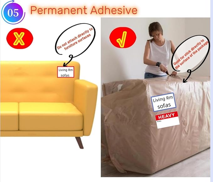 5" x 3" Large Moving Labels for Home Packing Box 6 Color Coded Border Label - Image 6