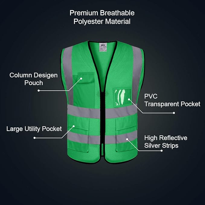 BeautyWill Custom Safety Vest Logo Class 2 High Visibility Reflevtive Vest - Image 4