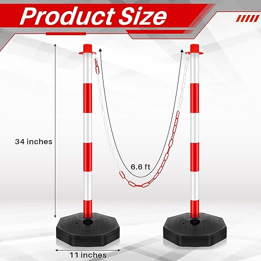 Konohan 12 Sets 34 Inch Parking Cone Delineators Post Traffic Cone Plastic - Image 2