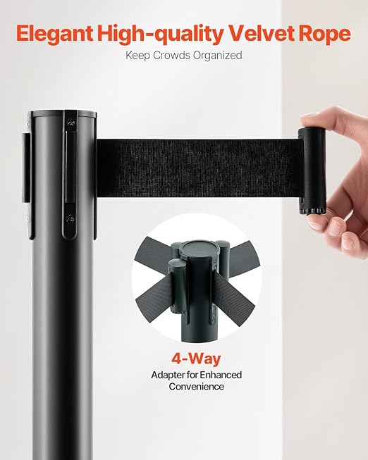 VEVOR Stanchion Post, Carbon Steel Black Stanchions Queue - Image 6