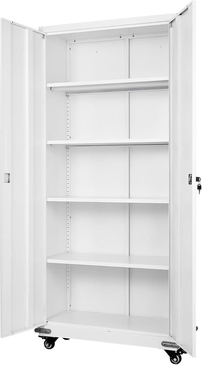 VEVOR Metal Storage Cabinet, 72.6 in Rolling Steel Garage Cabinet - Image 9