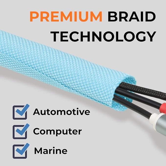 3/8 inch Split Braided Cable Management Sleeve - Image 2