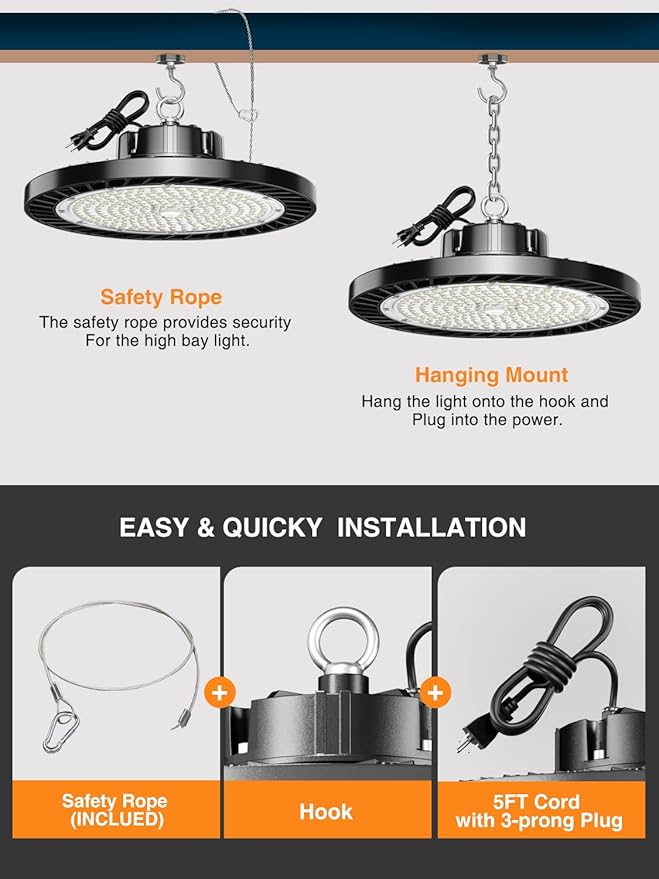 8 Pack 150W UFO LED High Bay Lights, 5000K Daylight, Super Bright 22500 LM - Image 3