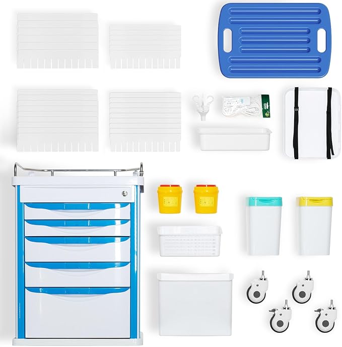 5-Tier Medical Cart, Hospital Emergency Rolling Crash Carts - Image 8