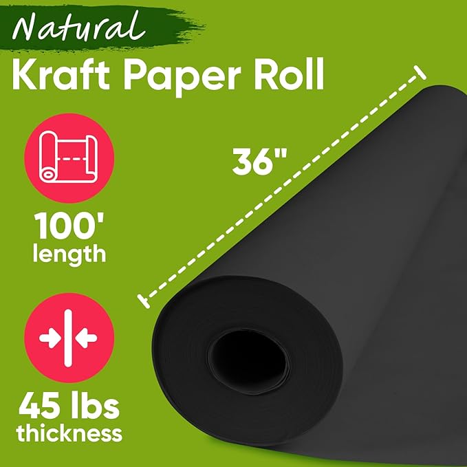 36" x 1200" USA Made Black Kraft Paper Roll, 45 lbs Thickness, American Quality - Image 2