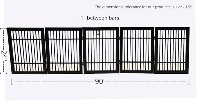 Pet Dog Gate Strong and Durable Freestanding Folding Acacia Hardwood Portable - Image 3