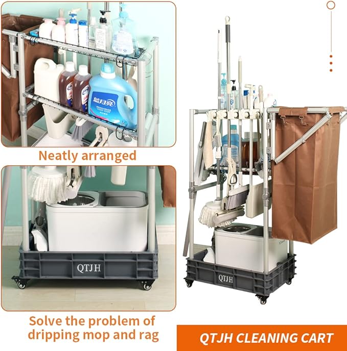 Janitorial cart Housekeeping cart Cleaning Cart on Wheels Housekeeping Caddy - Image 4