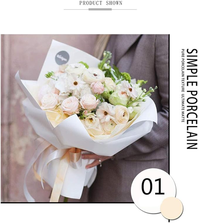 FWSA WRAPS Flower Wrapping Paper Roll Korean Red Floral Bouquet Packing - Image 7