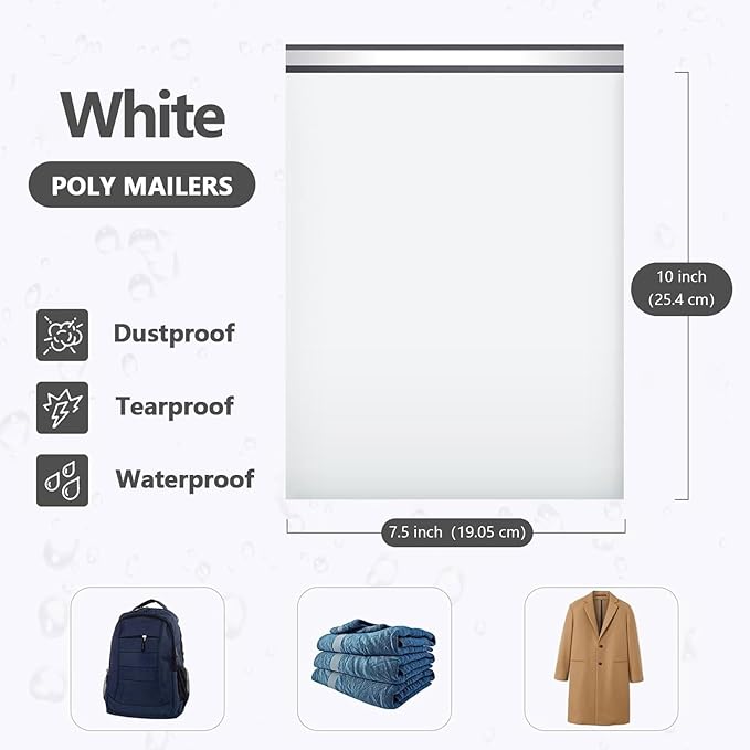 7.5 x 10" Poly Mailers 100PCS, 1.77 Mil 5 Layer Waterproof Shipping Bags - Image 3