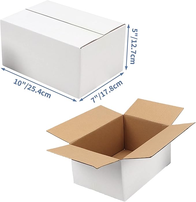 Hoikwo 10x7x5 Inches Small White Shipping Boxes Set of 25, Sturdy Cardboard - Image 2