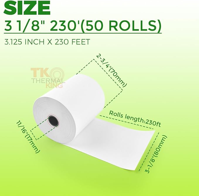 3 1/8" x 230' Thermal Paper, POS Receipt Paper - Image 3