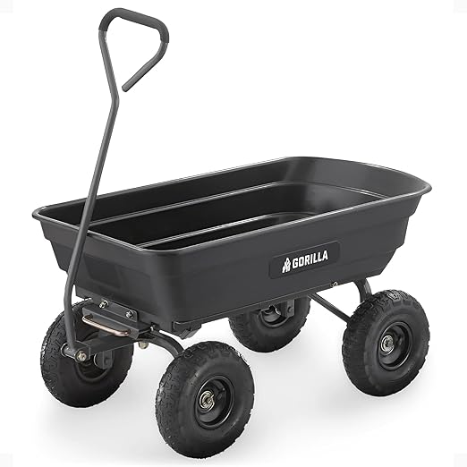 Gorilla Carts Poly Garden Dump Cart, 4 Cu Ft Tub, 600 lb Haul Capacity by GorillaCarts