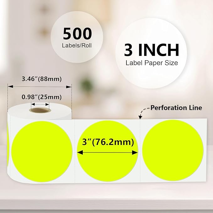 3 X 3 Inch Color Coding Dot Labels Circle Thermal Printable Waterproof 500 Pcs - Image 3
