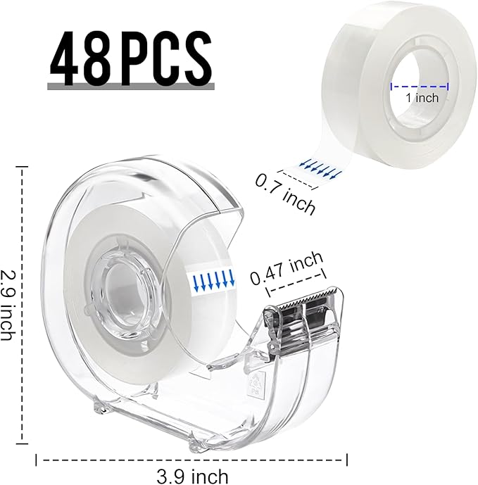 Transparent Tape with Dispenser, 0.7 in x 1000 in Clear Tapes and Refillable - Image 2