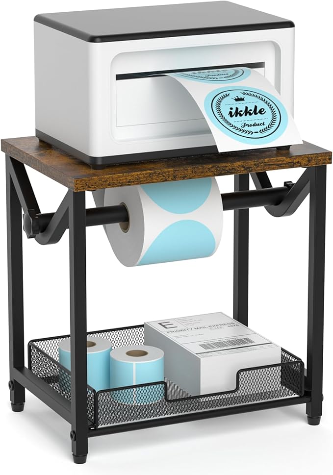 ikkle Label Holder for Rolls and Fanfold Labels, Wooden Thermal Label Holder by iKKLEHome