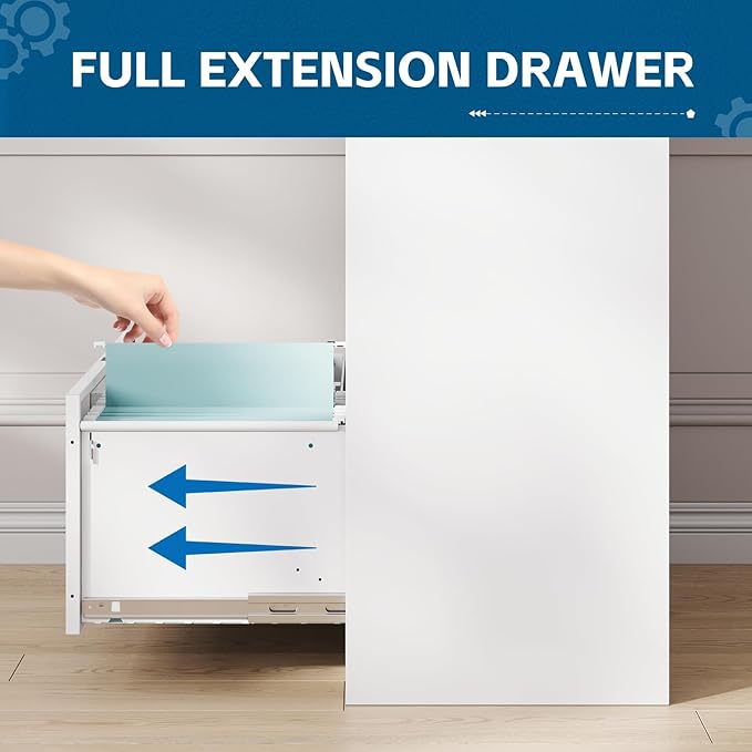3-Drawer Metal File Cabinet, Lateral Vertical Filing Cabinets - Image 5
