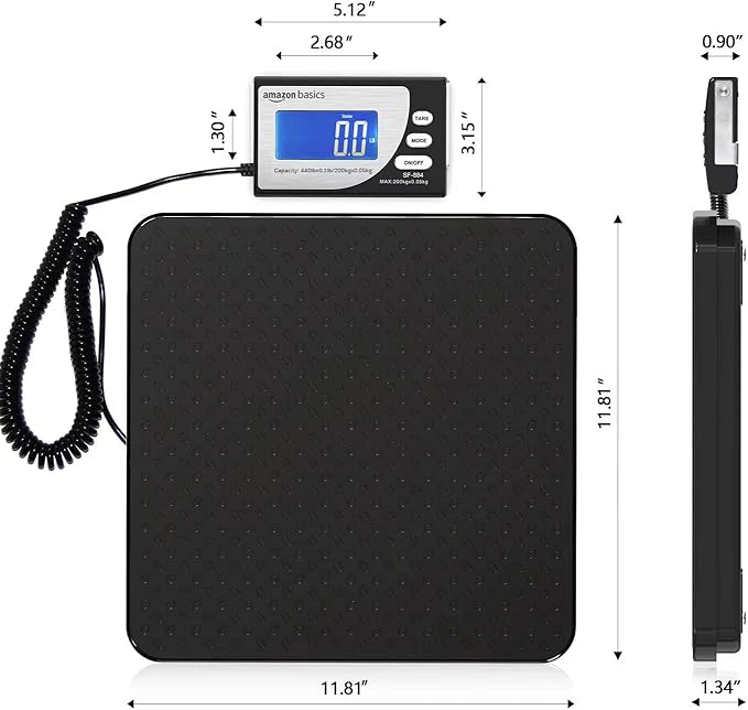 Amazon Basics Digital Postal Scale, Heavy Duty, Aluminium Platform, 440 lb - Image 7