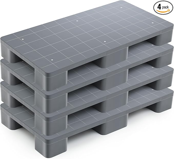 4 Pcs Plastic Pallet for Basement Storage Easy Stack Lightweight Floor Pallet by Vercraft