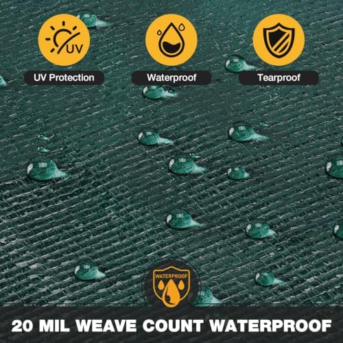 Winpull Tarp 10x12FT, 20 Mil Thinked Tarps Heavy Duty Waterproof, Multipurpose Poly Tarp Cover for Outdoor Camping Pool Car Tent, Green/Brown Tarp - Image 2