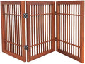 Pet Dog Gate Strong and Durable Freestanding Folding Acacia Hardwood Portable by Urnporium