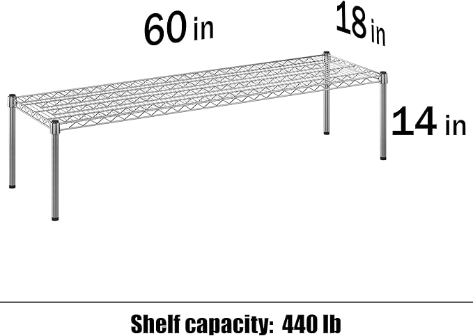 18" Deep x 60" Wide x 14" Height Wire Shelving Kit | 1-Tier | NSF Commercial - Image 3