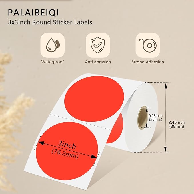 3 X 3 Inch Round Thermal Labels Circle Color Coding Labels Printable Waterproof - Image 3