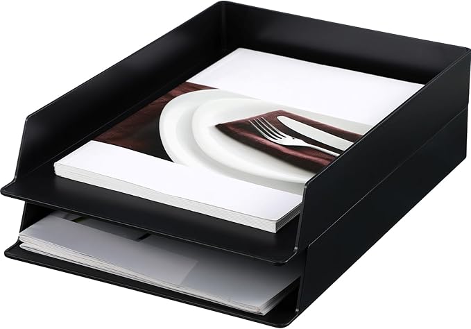 Wenqik 2 Pcs Stackable Paper Trays Rectangular Plastic Desk Holder Desktop by Wenqik