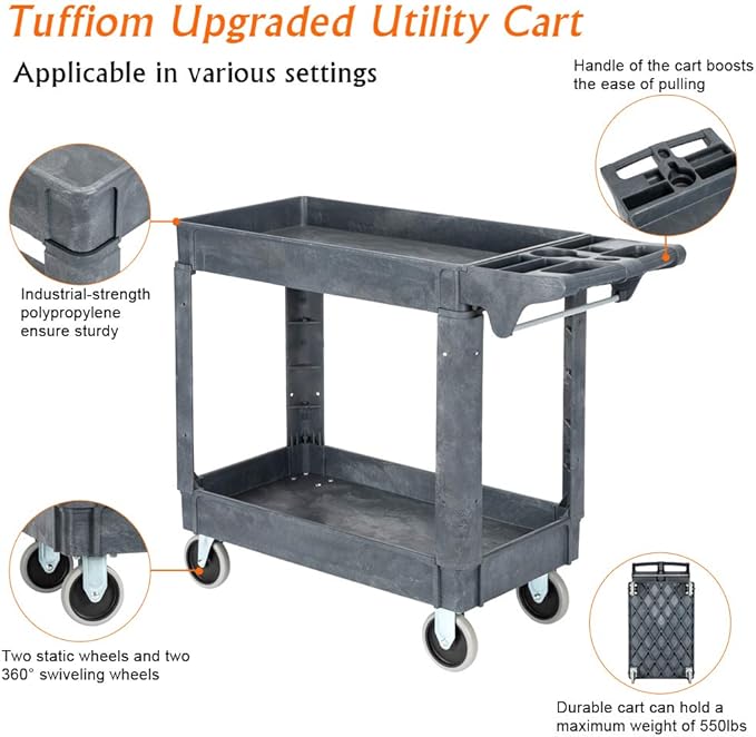 TUFFIOM Plastic Service Utility Cart - Image 7