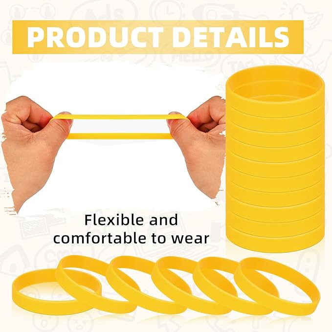 100 Pieces Rubber Bands For Silicone Bracelets, Bulk Plain Stretch Sports - Image 2