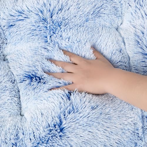 EHEYCIGA Fluffy Dog Crate Bed, Plush XX Large Dog Pillow, Blue - Image 4