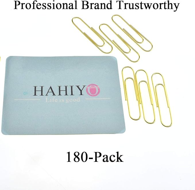 HAHIYO Paper Clips Sturdy 1.3 inches Length 180 Pack Paperclips Heavy Duty - Image 6