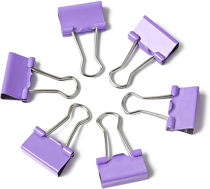 50 Pack Medium Purple Binder Clips 1 Inch, Colored Paper Clamps, Middle Size - Image 3