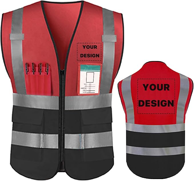 YOWESHOP High Reflective Visibility Safety Vest Custom Your Logo Safety Workwear by YOWESHOP