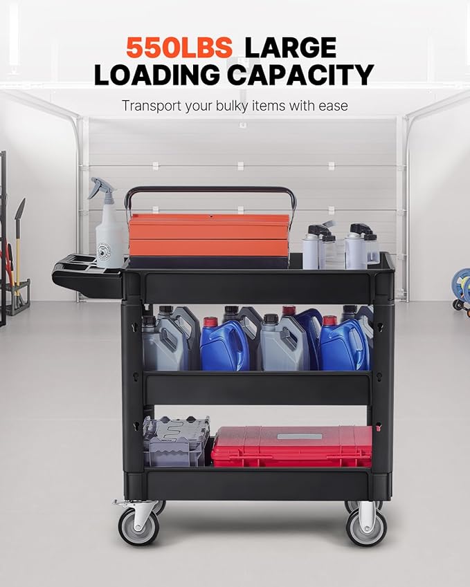 VEVOR Utility Cart, 3-Tier Plastic Service Cart - Image 2