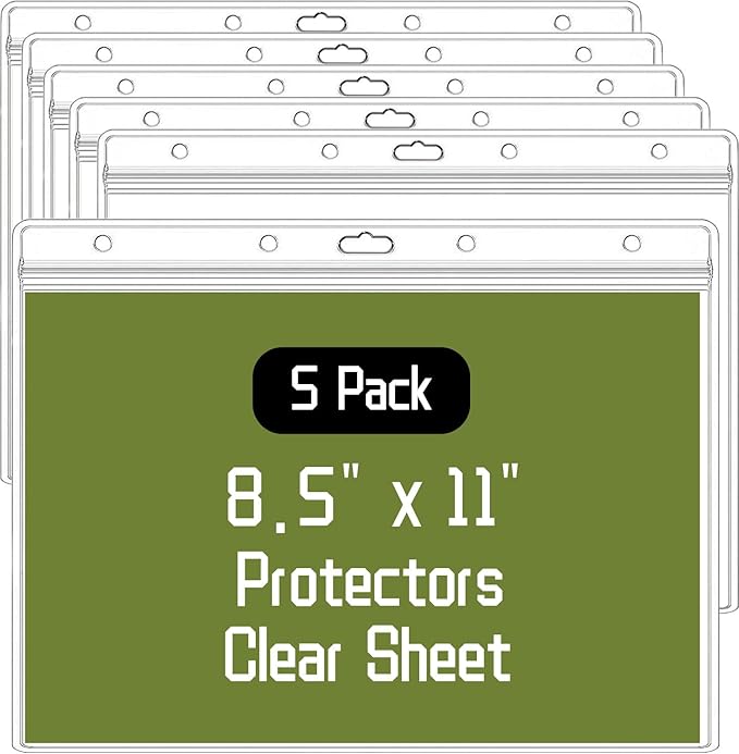 5 Pack Sheet Protectors，8.5" x 11" Waterproof Resealable Zip Wall Sign Holder by Hsyydzi
