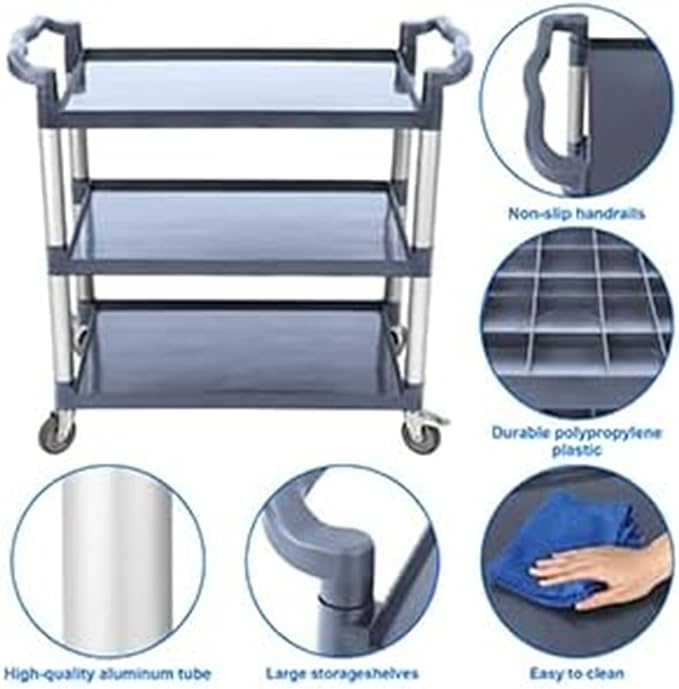 3-Tier Plastic Service Utility Cart - Image 2
