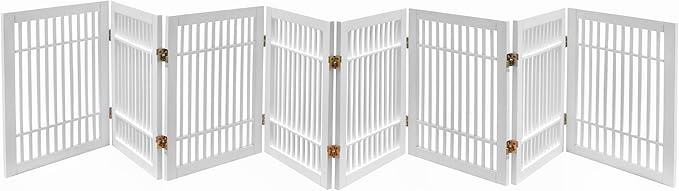 Pet Dog Gate Strong and Durable Freestanding Folding Acacia Hardwood Portable by Urnporium