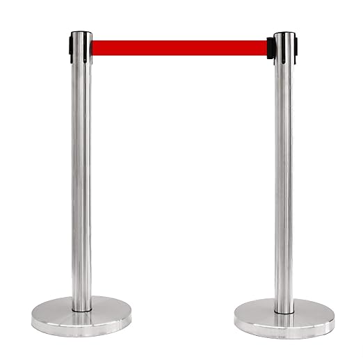 VIP Crowd Control Retractable Belt Stanchion Queue Safety Barrier Set - Image 2