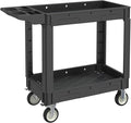Utility Cart on Wheels, 2 Shelf Heavy Duty Plastic Rolling Cart, 550 lbs by Xalvora