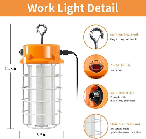 120W LED Temporary Work Light 18000Lm 5000K Daylight White Portable Hanging - Image 2