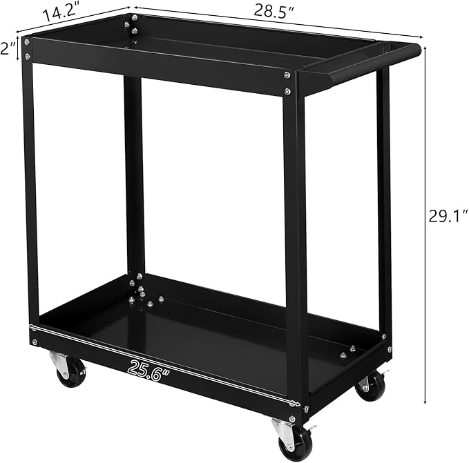 TUFFIOM 2 Tier Rolling Tool Cart on Wheels w/2 Brake, 220 LBS Capacity Heavy - Image 5